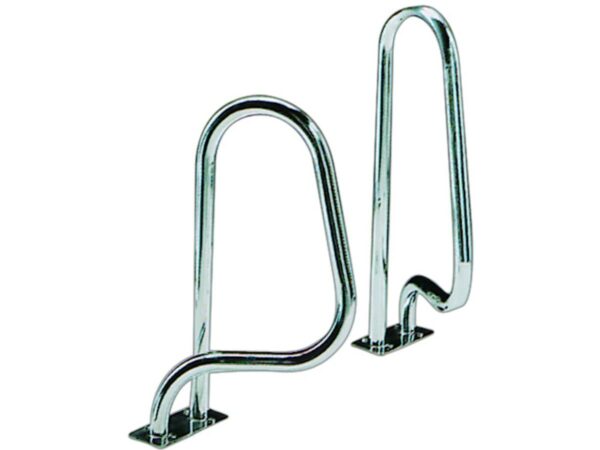 Sorties de bain pour piscine en acier inoxydable - 75 x 90 cm, modèle croisé avec platines rectangulaires