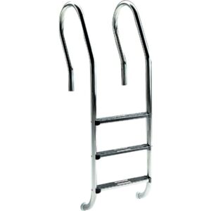 Echelle mixte pour piscine en acier inoxydable - 4 marches avec main courante