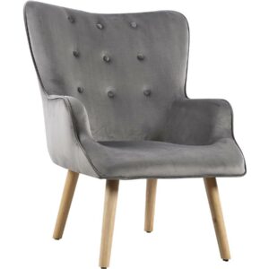 Fauteuil Scandinave Velours "Odense" Gris – 1 Place, Confort et Élegance pour Intérieur Moderne