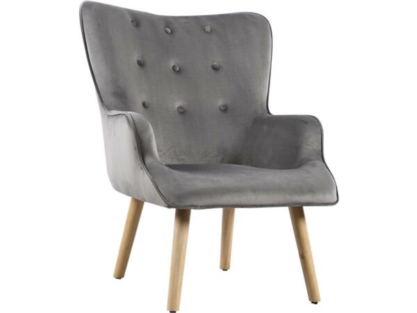 Fauteuil Scandinave Velours "Odense" Gris – 1 Place, Confort et Élegance pour Intérieur Moderne