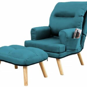 Fauteuil Scandinave avec Repose-Pieds "Nemo" Turquoise – Confort et Design Moderne