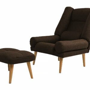 Fauteuil Scandinave "Lila" Marron avec Repose-Pieds - Design Confort et Élégance