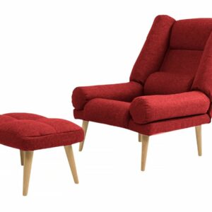 Fauteuil Scandinave "Lila" Rouge avec Repose-Pieds - Style Moderne et Confort Inégalé