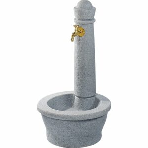 Fontaine Roma Gris Clair - Vasque en Pierre Naturelle avec Robinet Laiton Nostalgie - 100 x 54 x 58 cm