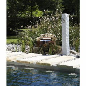 Fontaine d'extérieur "Granit" Gris clair 100x13x13 cm – Robinet en laiton, Résistante au gel
