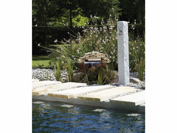 Fontaine d'extérieur "Granit" Gris clair 100x13x13 cm – Robinet en laiton, Résistante au gel