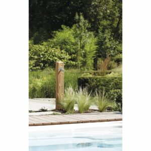Fontaine en Polyéthylène Bois Clair "Wood" 100x13x13 cm avec Robinet en Laiton - Idéal Aménagement Extérieur