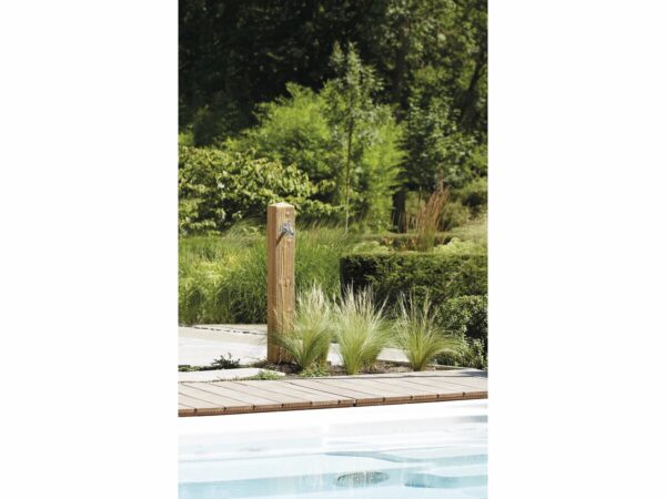Fontaine en Polyéthylène Bois Clair "Wood" 100x13x13 cm avec Robinet en Laiton - Idéal Aménagement Extérieur