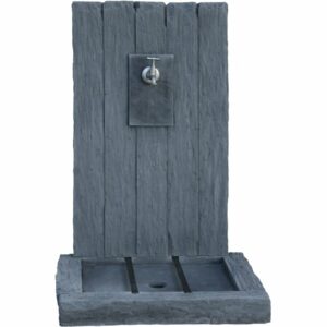 Fontaine "ARDOISE" en pierre reconstituée – Élégance & Résistance pour Jardin – 59x44x87 cm Gris