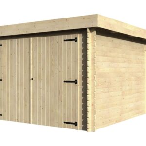 Garage en bois Galan 15.28 m² – Structure naturelle en sapin, facile à monter