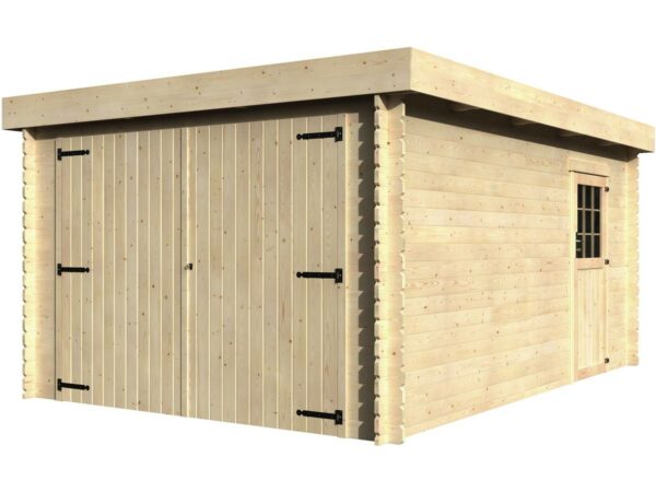 Garage en bois Galan 15.28 m² – Structure naturelle en sapin, facile à monter