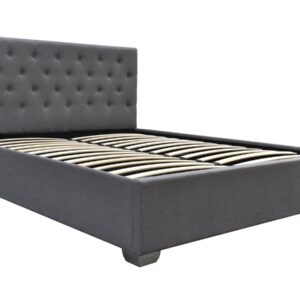 Lit double avec coffre "Tino" - 140 × 190 cm - Gris pour un rangement discret et élégant