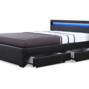Lit LED avec 4 tiroirs "Nico" - 140 × 190 cm - Noir