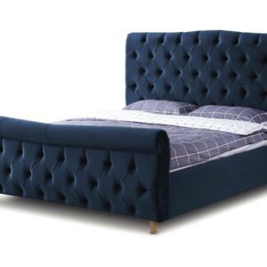 Lit en Velours "Richard" 140x190 cm Bleu - Confort & Élégance pour votre Chambre