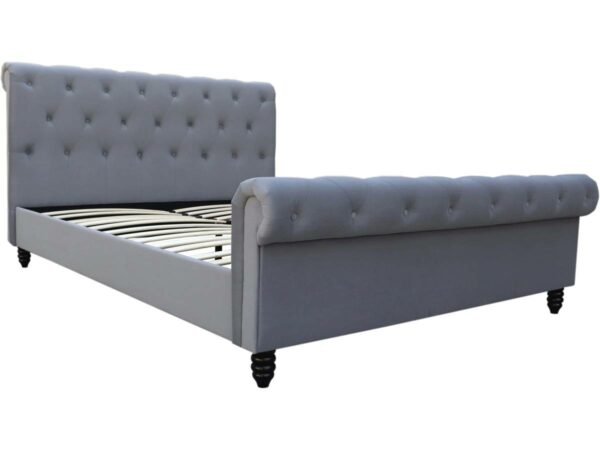 Lit Velours "Godefroy" 140x190 cm Gris - Design Contemporain et Confort Optimal