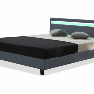 Lit avec LED "Maria" Gris 160x200 cm – Design Élégant et Original avec Éclairage Led Multicolore
