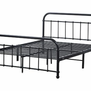 Lit double en métal "HAVIN" 140 x 190 cm Noir – Design Moderne et Résistant