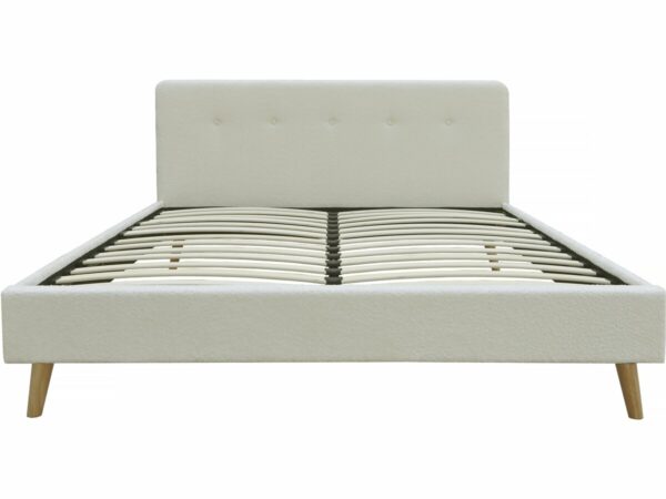 Lit tissu bouclettes "Nemo" 160x200cm Crème – Confort et Élégance pour votre Chambre