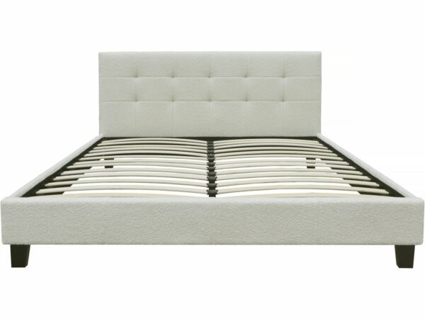Lit tissu bouclette "Julia" 140x190cm - Crème | Confort & Élégance pour Votre Chambre