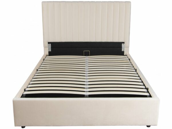 Lit avec coffre "Mia" 140x190 cm Beige - Rangement Ecologique et Design pour Chambre