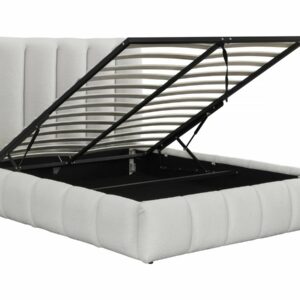 Lit avec Coffre "Annie" – 140x190 cm, Design Bouclette Blanc, Fonctionnel et Confortable
