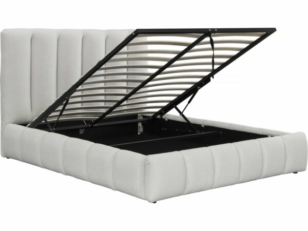 Lit avec Coffre "Annie" – 140x190 cm, Design Bouclette Blanc, Fonctionnel et Confortable
