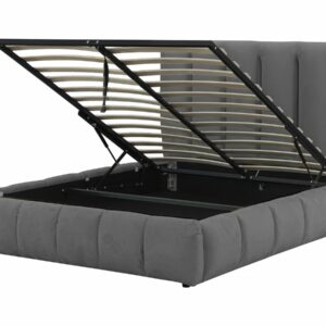 Lit avec coffre "Annie" 140 x 190 cm - Gris - Confort et Rangement Élégant pour votre Chambre