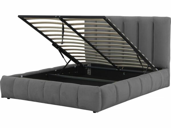 Lit avec coffre "Annie" 140 x 190 cm - Gris - Confort et Rangement Élégant pour votre Chambre