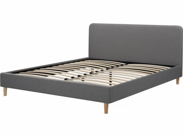 Lit double en tissu "Louise" Gris - 140 x 190 cm, Design moderne et confortable