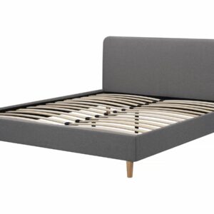 Lit double en tissu "Louise" 160 x 200 cm - Gris, Confort et Élégance pour votre Chambre