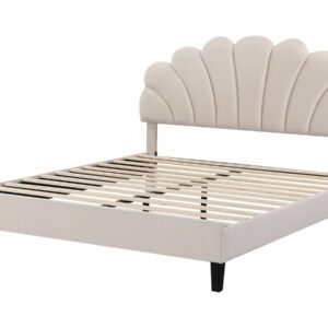 Lit coquillage en velours "Manon" Beige 140 x 190 cm – Élégance et Confort pour votre Chambre