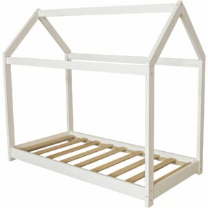 Lit Cabane pour Enfant "Camilla" 140 x 70 cm en Bois de Pin - Blanc, Confort et Ludisme pour Chambre d'Enfant