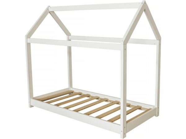 Lit Cabane pour Enfant "Camilla" 140 x 70 cm en Bois de Pin - Blanc, Confort et Ludisme pour Chambre d'Enfant
