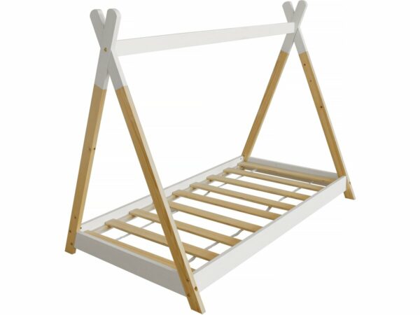 Lit Tipi Enfant "Melissa" 70 x 140 cm en Bois de Pin Blanc – Confort et Fantaisie pour la Chambre de Votre Enfant