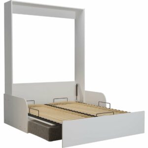 Lit escamotable "NYD SOFA 5" 140x200 cm Blanc - Solution gain de place moderne et sécurisée