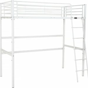 Lit mezzanine "Alora" 90x190 cm blanc – Idéal pour l'aménagement optimisé d'une chambre d'enfant