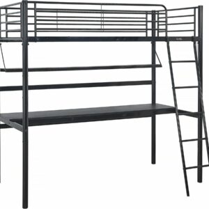 Lit Mezzanine "Alona" avec Bureau Noir 90x190 cm – Optimisez votre Espace Enfant