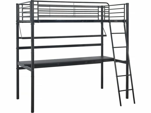 Lit Mezzanine "Alona" avec Bureau Noir 90x190 cm – Optimisez votre Espace Enfant