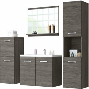 Ensemble de Salle de Bain Suspendu "Malo" - 4 Pièces – Gris – Haute Qualité