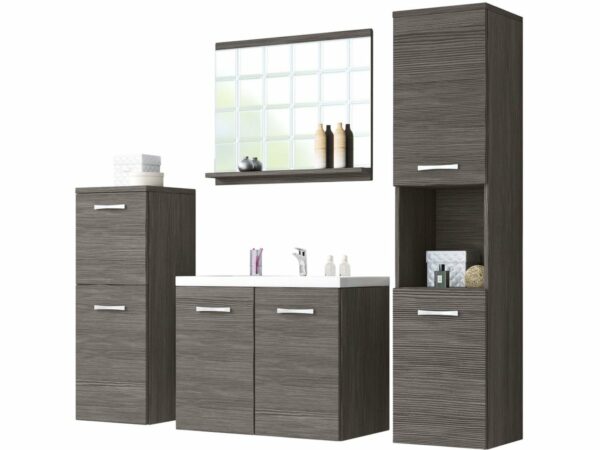 Ensemble de Salle de Bain Suspendu "Malo" - 4 Pièces – Gris – Haute Qualité