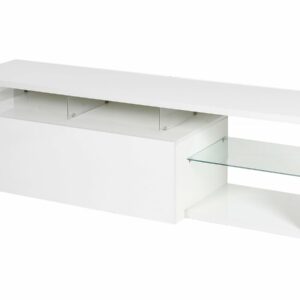 Meuble TV LED Laqué "Penny" Blanc – 150 cm, Élégant et Fonctionnel avec Éclairage Intégré
