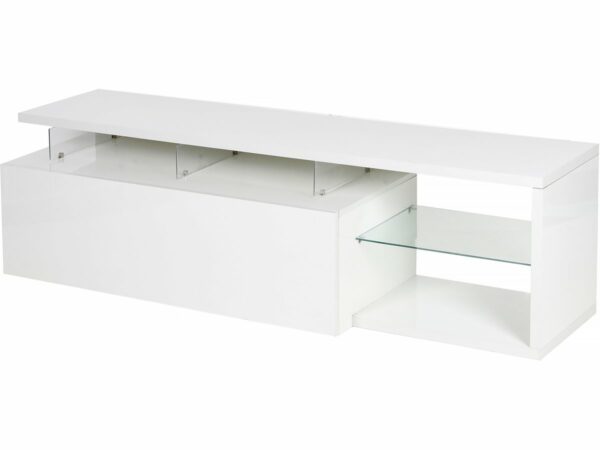 Meuble TV LED Laqué "Penny" Blanc – 150 cm, Élégant et Fonctionnel avec Éclairage Intégré
