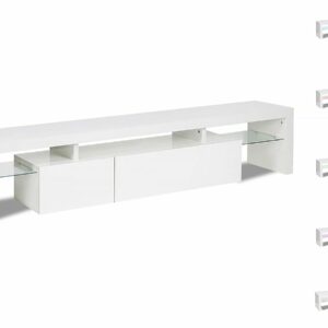 Meuble TV LED Laqué "Tina" Blanc - Rangement Pratique et Design pour Salon