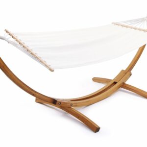 Hamac en Bois avec Toile en Coton "Dallas" - 3 m Écru, Support en Mélèze - Idéal pour Jardin & Extérieur