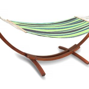 Hamac en Bois Dallas avec Toile en Coton Vert Mélangé – Confort et Relaxation en Extérieur