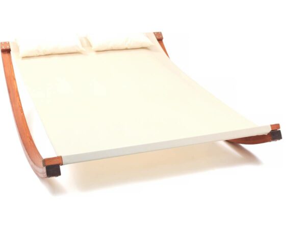 Hamac Bois en Texline "Relax" 2 Places Ecru avec Support en Mélèze – Confort & Relaxation Extérieure