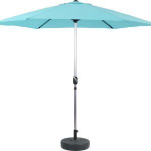 Parasol jardin droit Alu "Sol" - Rond - Ø 3m - Bleu - Avec pied à lester