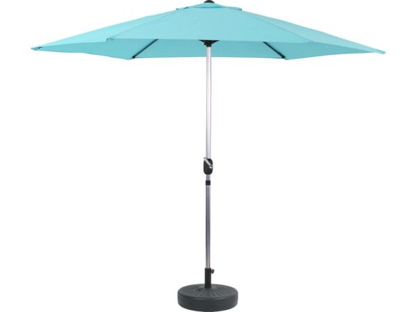Parasol jardin droit Alu "Sol" - Rond - Ø 3m - Bleu - Avec pied à lester