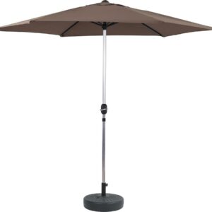 Parasol jardin droit Alu "Sol" - Rond - Ø 3m - Gris - Avec pied à lester