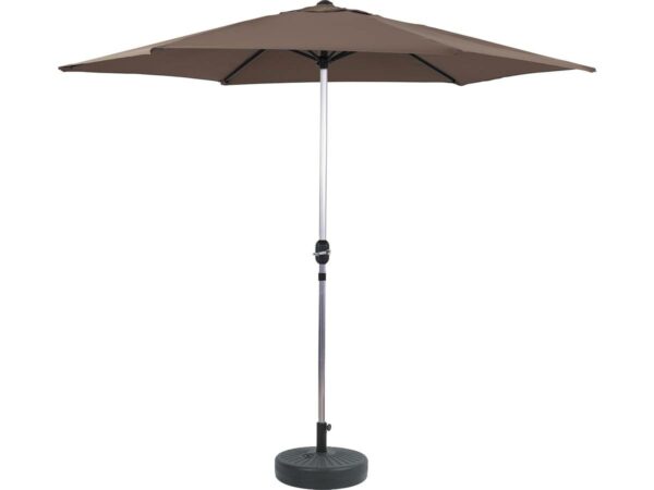 Parasol jardin droit Alu "Sol" - Rond - Ø 3m - Gris - Avec pied à lester